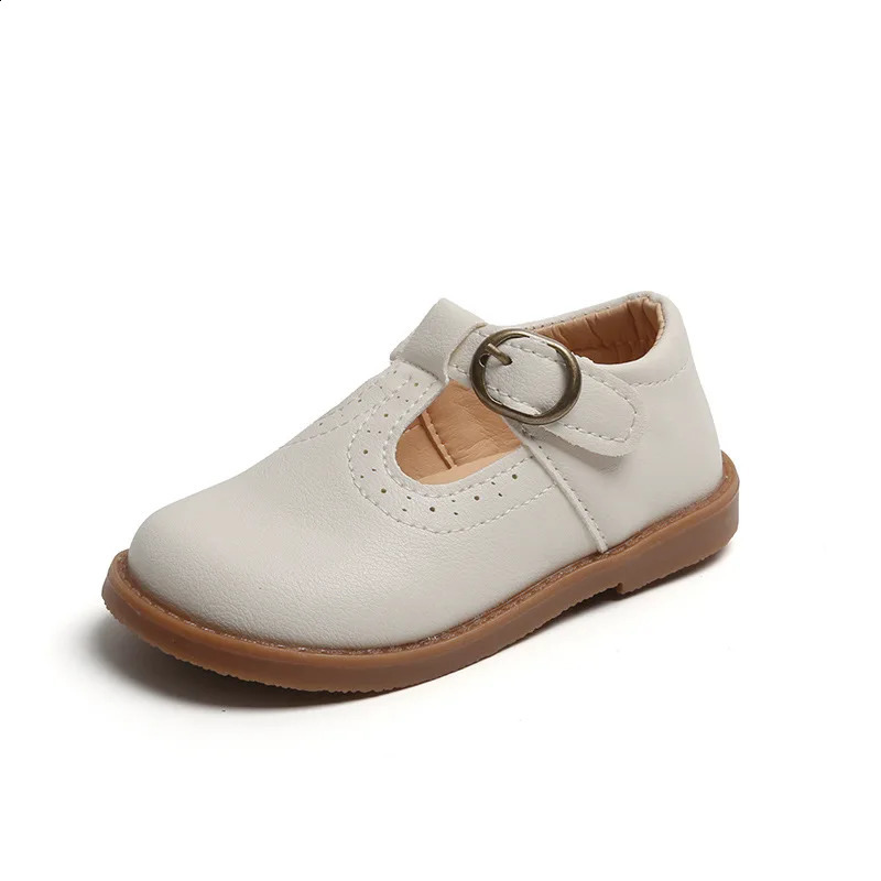 Childrens T with leather shoes girls princess boys breathable apartment Mary Janes black brown childrens baby spring and summer 250319