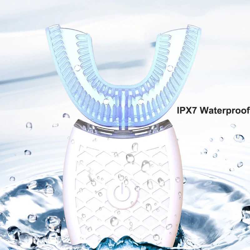 360 degree automatic sonic electric toothbrush suitable for adult intelligent U-shaped toothbrush USB charging blue light waterproof M250319
