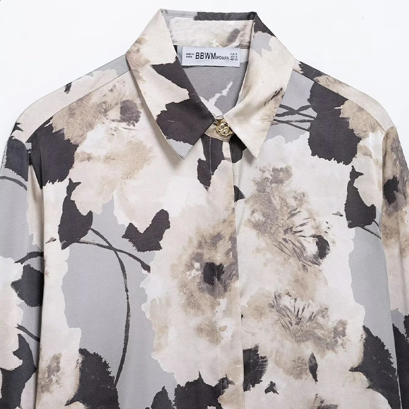 Willshela Women Fashion Silk Printed Single Breasted Blouse Vintage Lapel Neck Long Sleeves Female Chic Lady Shirts 250319