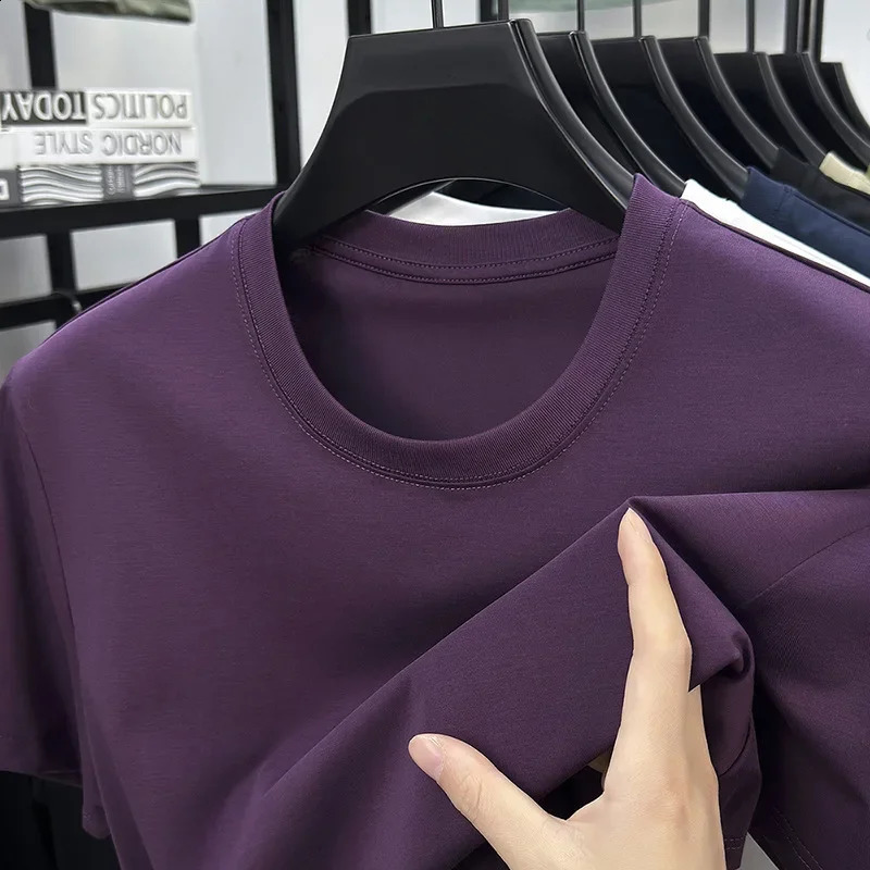 Comfortable and Soft 453 Lyocell Tshirt for Summer Men Breathable Antibacterial Solid Lightweight Short Sleeve Crewneck Underwear 250319