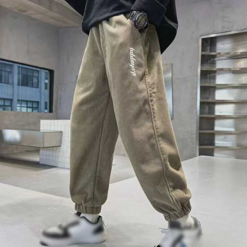 Boys Spring Autumn Loose fit Corduroy Velvet Trouser Casual Pants New 2025 Childrens Sports Pants 5 6 7 8 9 10 11 12T250318