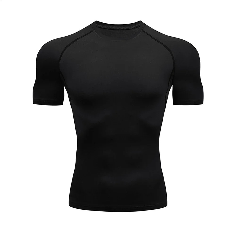 Mens Bodybuilding Sports Tight T-shirt Summer Compression O-Neck T Shirt Gym Fitness Quick Dry Running Tshirt Male Workout Tops 250319