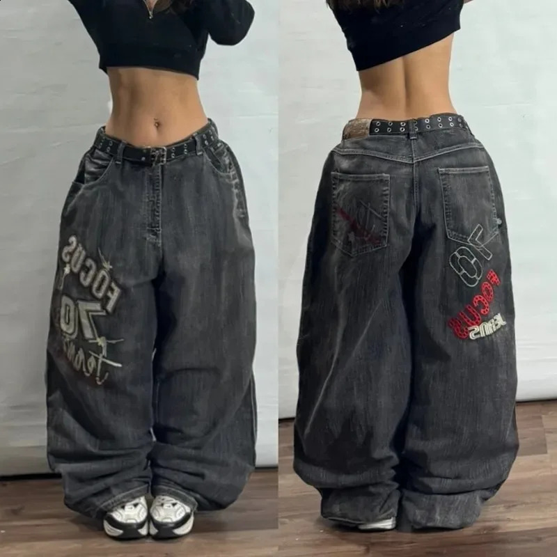 Streetwear Vintage Fashion Oversized Print Baggy Jean Y2K Harajuku Gothic Hip Hop Casual High Waist Pants 250319