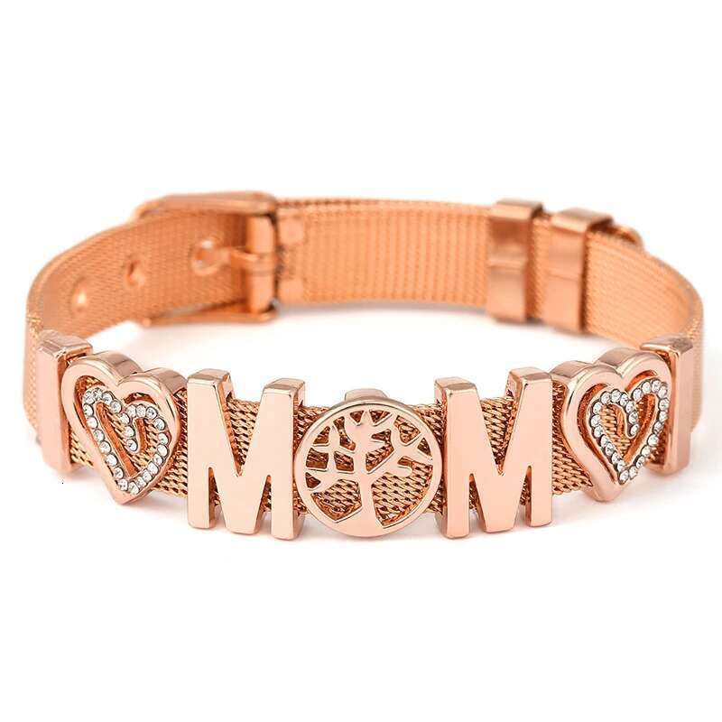10mm Crystal MOM Life Tree Beads Charm Bracelets DIY Mesh Keeper Bracelets Pulseras Mujer For Women Men Brand Best Jewelry Gift