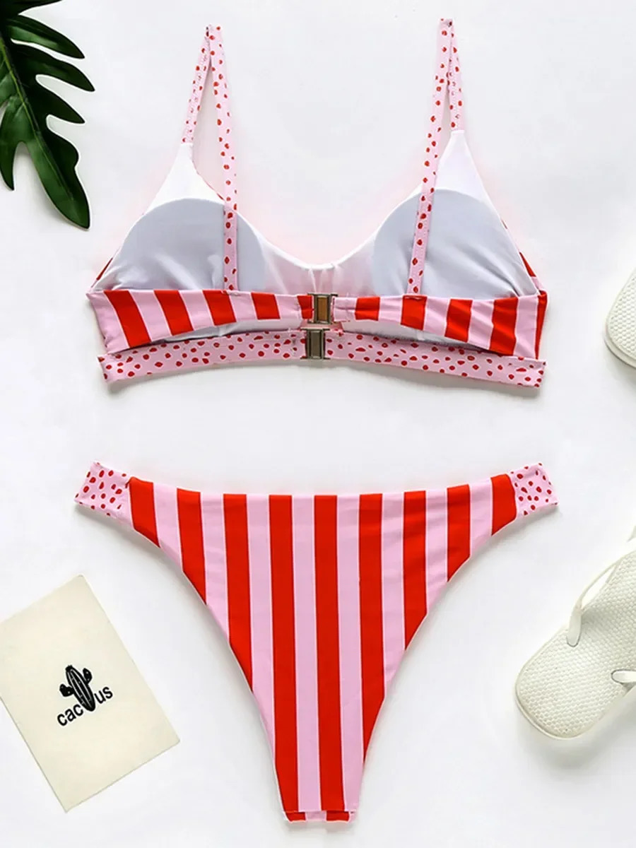 Sexy polka dot bikini womens swimsuit Brazilian womens swimsuit two-piece bikini set hollow high cut swimsuit 250314