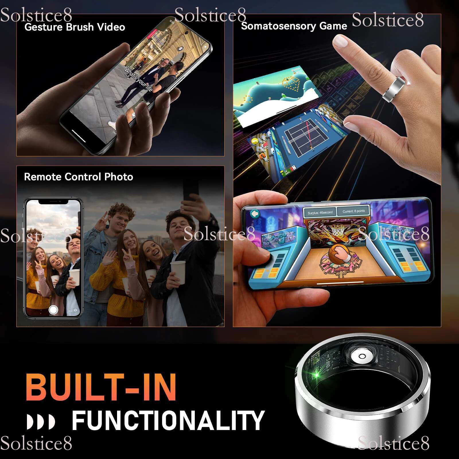 LaNikar 2025 New R5 Smart Ring Blood Oxygen Heart Rate Health Monitor Multi-sport Modes Waterproof Bluetooth 5.1 For Android IOS