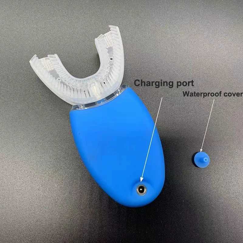 360 degree automatic sonic electric toothbrush suitable for adult intelligent U-shaped toothbrush USB charging blue light waterproof M250319