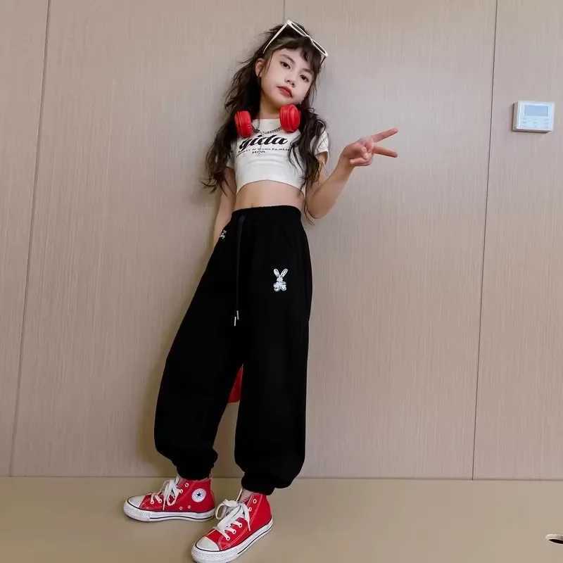 Fashionable and loose sports pants suitable for girls spring/autumn childrens pants fashionable childrens harem pants autumn seriesT250318
