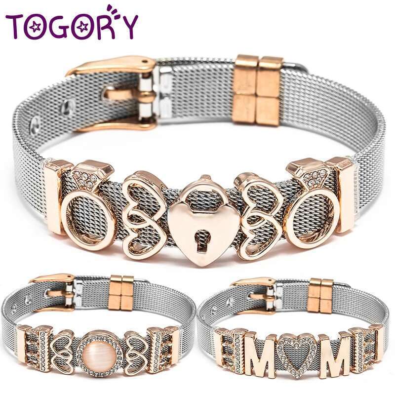 2024 New Friendship Crown Beads Charm Bracelet With Silver Color Mesh Kepper Bracelet For Women Jewelry Gift Dropshipping