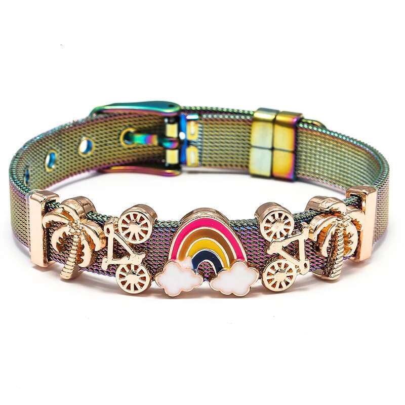 2024 Spring New Stainless Steel Mesh Bracelets For Women Men DIY Love Crown Ladybug Charm Brand Bracelet Bangle Jewelry Gift