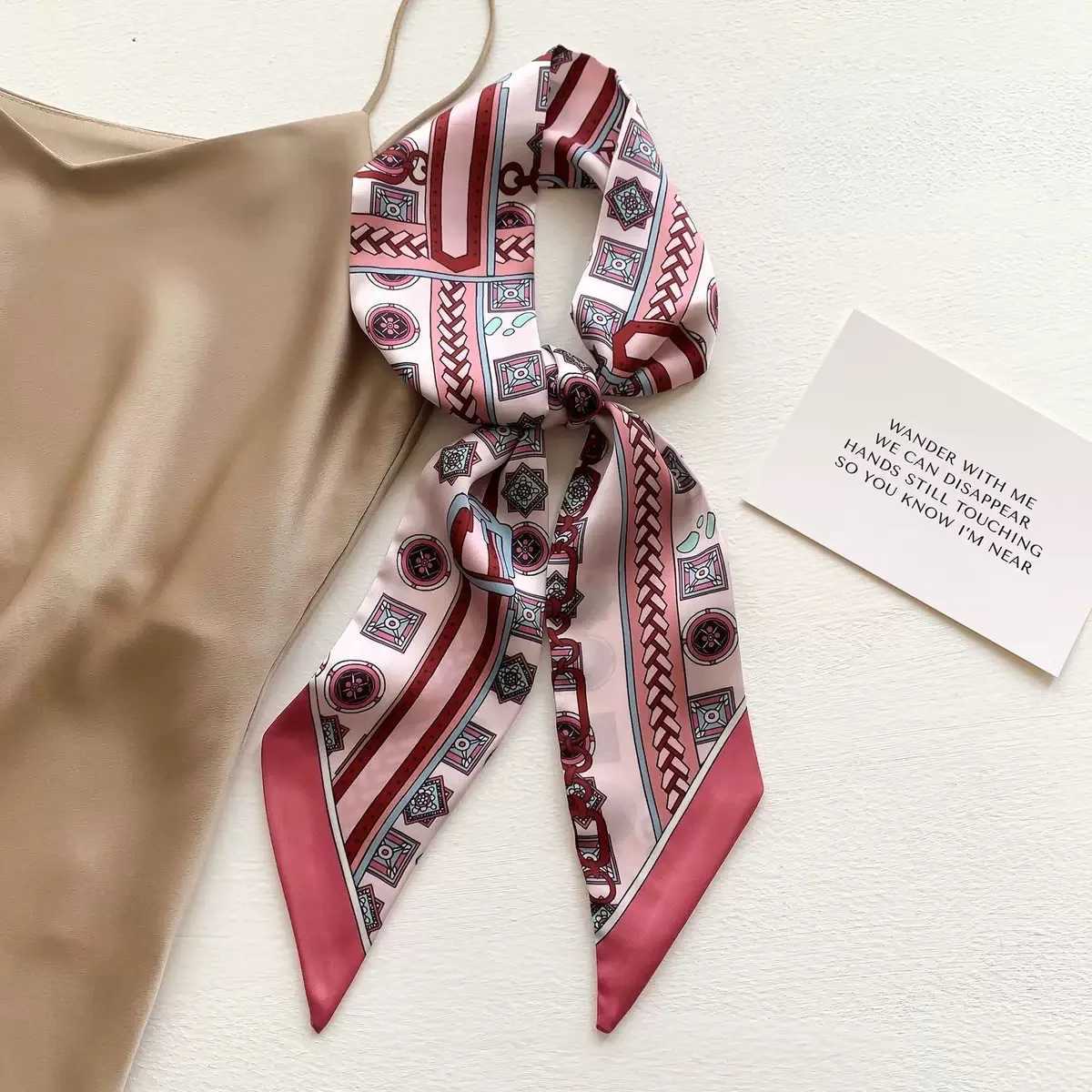 Wen Long Ribbon Scarf Handle Bag Ribbons Skinny Silk Like Hair Scarf for Wen Wrap Ribbon Handbag Neck Satin Scarves X250319