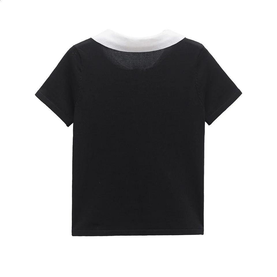 TRAFSHE Polo T-shirt Woman Pulovers Short Sleeve Tee Black Crop Casual Top For Women Clothing Shirts Blouses 5644155 250318