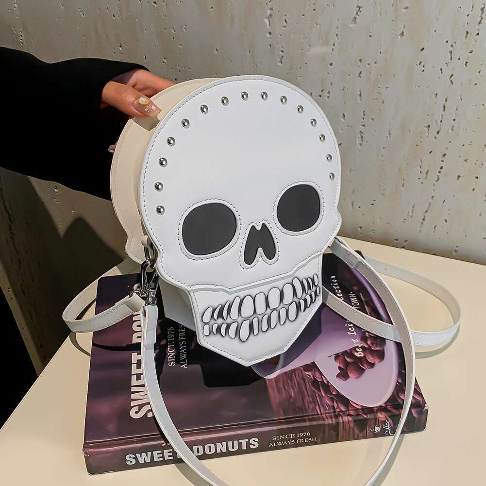 Crossbody Shoulder Zipper PU Leather Halloween Ghost Tote Novelty Devil Skull Funny Bag For Women Teens Girls