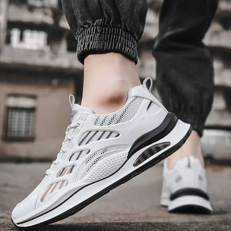 Fashion Mens Sneakers Mesh Breathable Casual Shoes Non-slip Platform Running Shoes for Men Lace Up Flats White Tenis Masculino Z250319