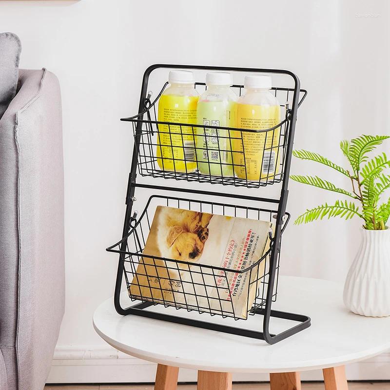 Kitchen Storage Double-layer Rack Cabinet Countertop Onion Ginger Garlic Basket Vegetable And Fruit S