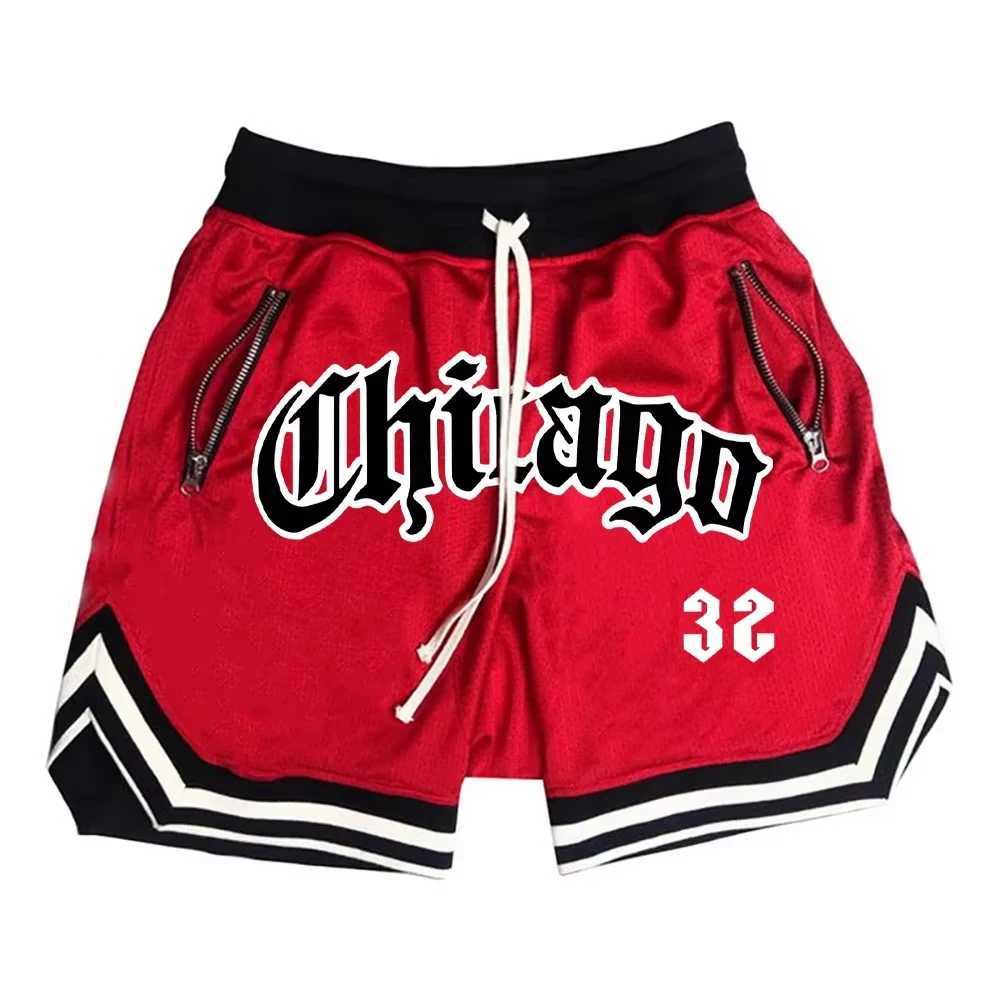 Chicago basketball shorts mens casual sports shorts breathable running training five point PantsMesh fitness shorts W250319