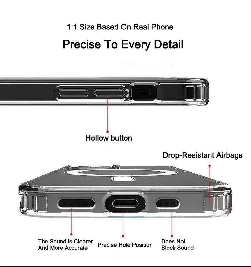 Shockproof Clear Charger Mag Mobile Cases Transparent Safe Magnetic Phone Case for Iphone 15 14 13 Pro Max