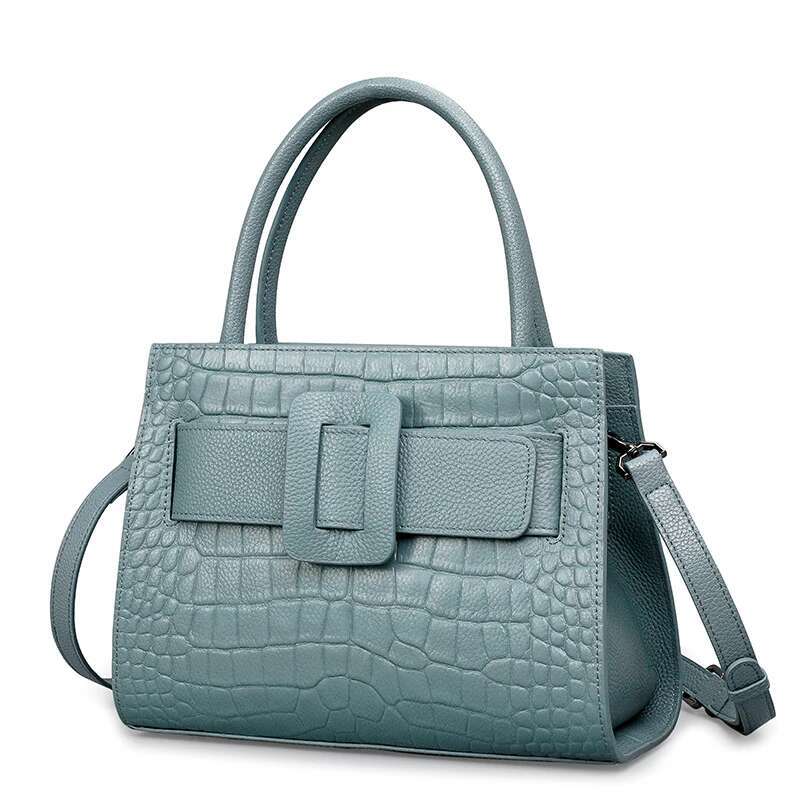 Aidrani 2024 Fashion Genuine Leather Handbag Crocodile Pattern Large Capacity 100% Cowhide Square Bag