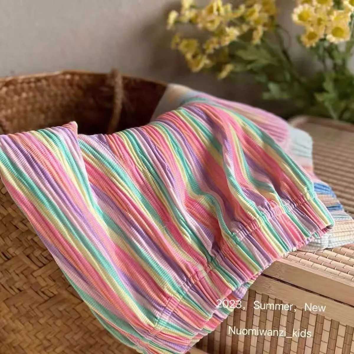 Girls summer thin ice silk childrens wide leg pants Little girls summer cool pants baby girls summer anti-mosquito pantsT250318