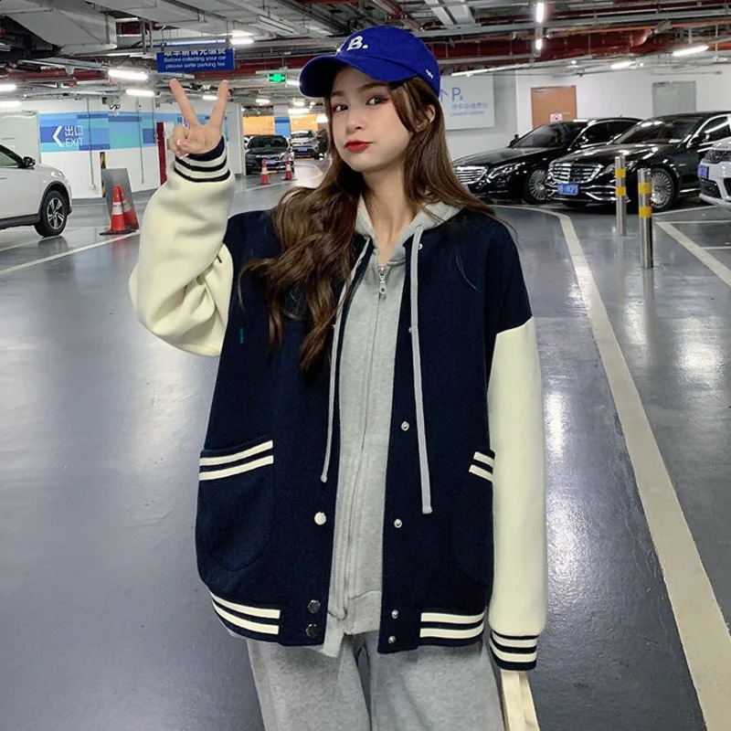 Autumn and Winter Loose Padded Baseball Jacket Female Hundred Original Hostile Wind Maillard Style Woman 250317