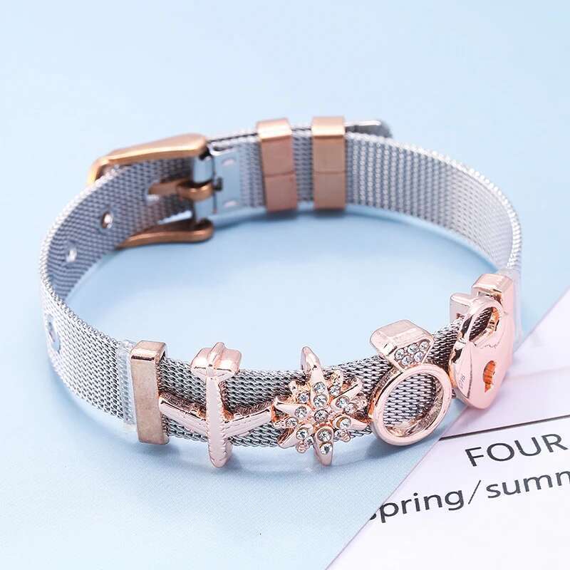 2024 Hot Sale Stainless Steel Mesh Bracelets Set Love Heart Charm Brand Bracelet Bangle For Woman Men Jewelry Gift
