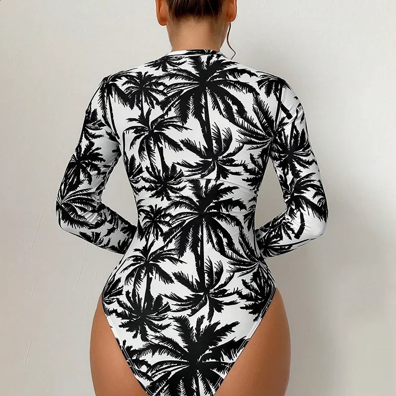 Women Summer Printed Swimsuit Fashion High Waist Pure Cotton Sexy Tight Conservative 250319