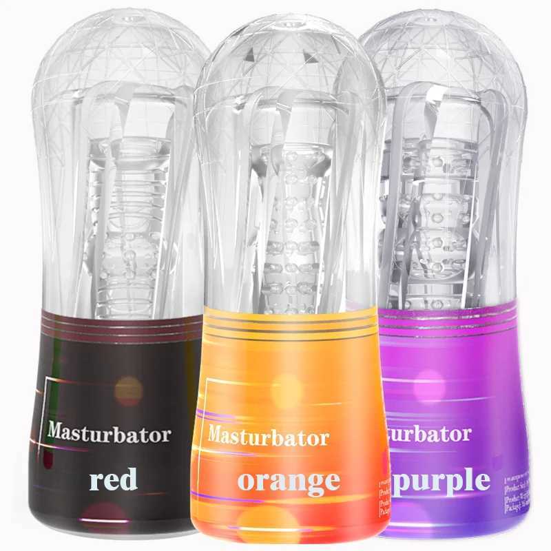 Male Masturbator Cup Soft Silicone Pussy Transparent Vagina Adult Goods Endurance Exercise Vacuum Pocket Cup for Adults Sex ToysXJ250319