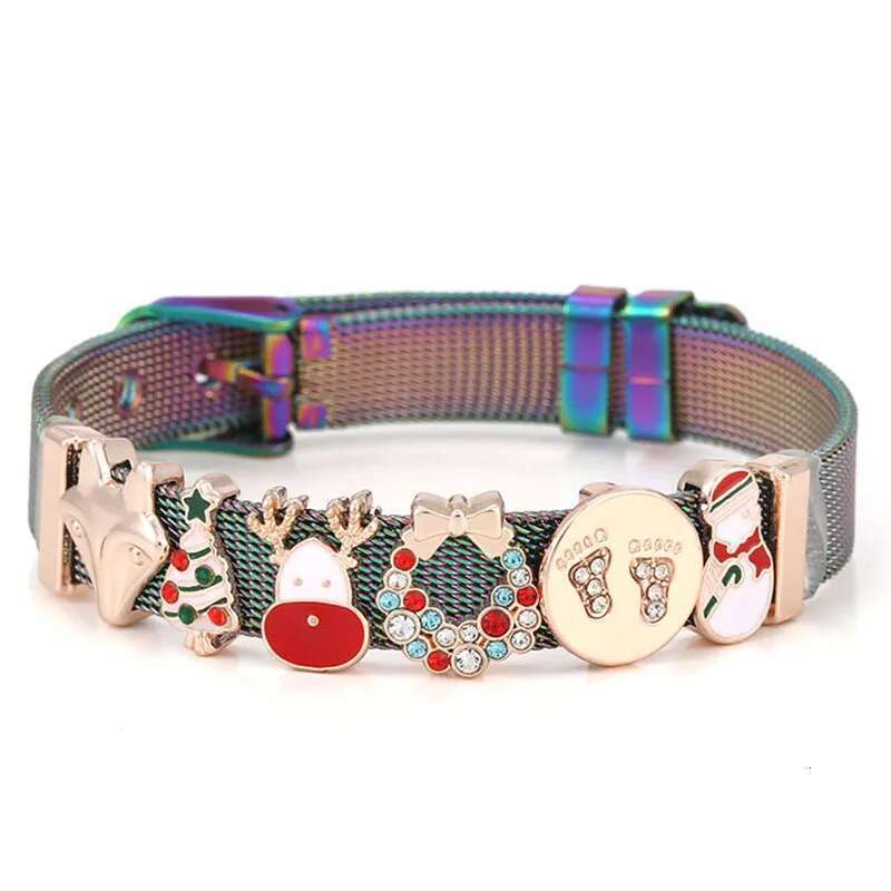 2024 Christmas Jewelry Mesh Charm Bracelets With Santa Claus Bells Beads Bracelet For Women Men Christmas Jewelry Special Offer