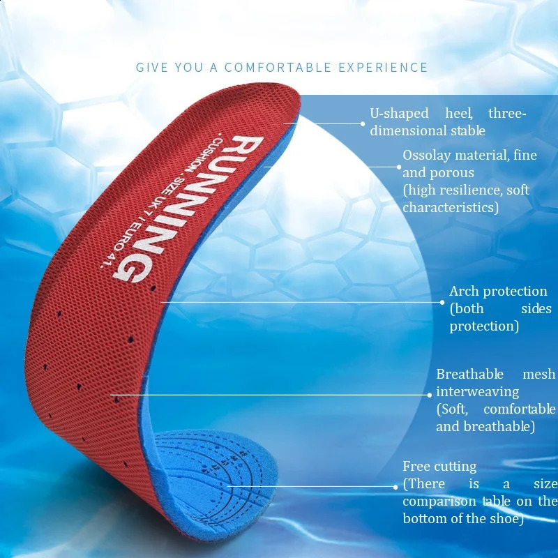 Shock Absorbing Insoles For Shoes Sole Mesh Deodorant Breathable Cushion Running Insoles For Feet Man Women Orthopedic Insoles 250319