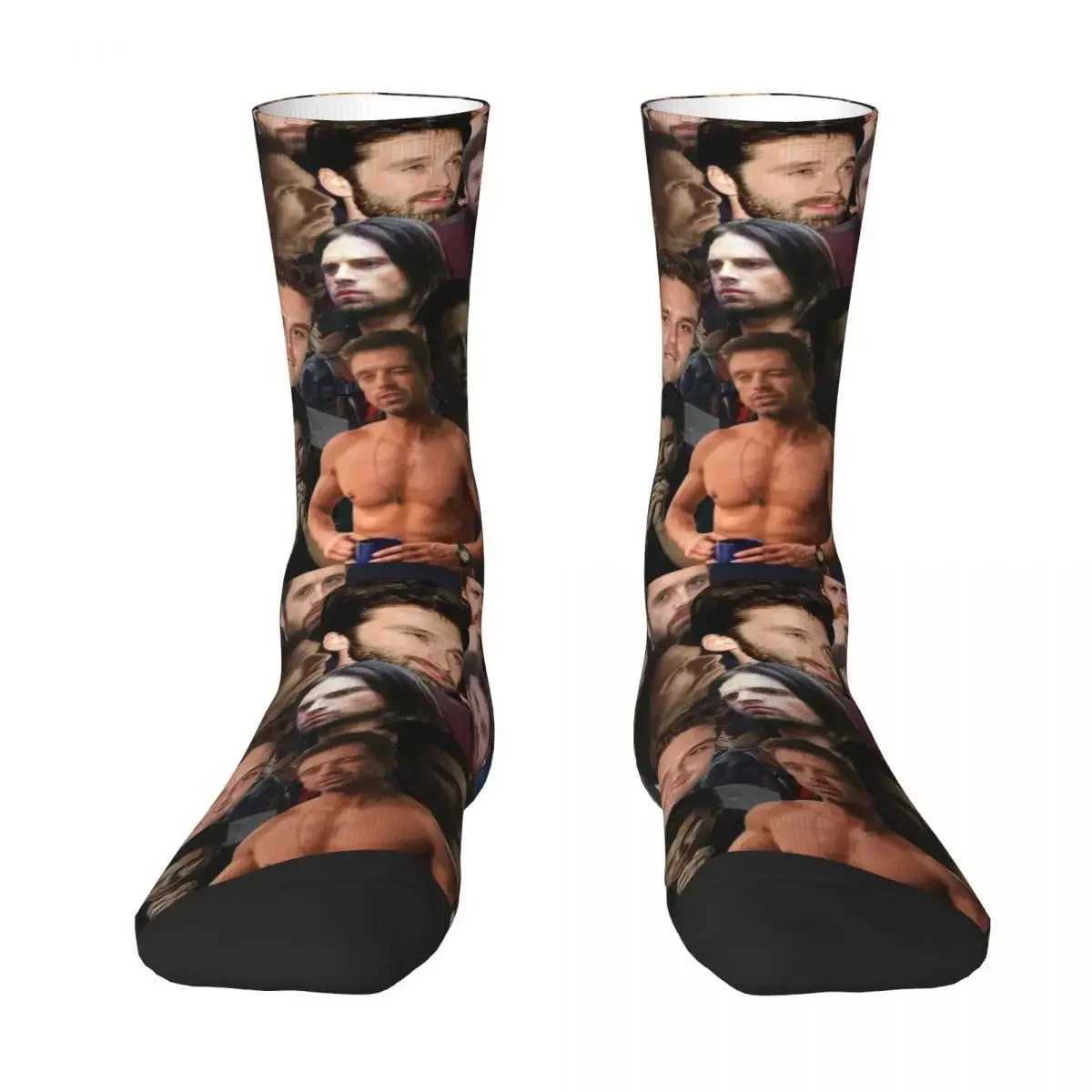 Sebastian Stan Photo Collage Socks Sweat Absorbing Stockings All Season Long Socks Accessories for Mans Womans Gifts X250319