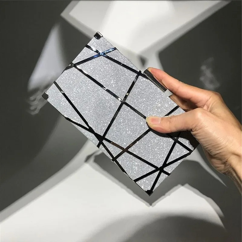 Women Evening Clutch Bag Sequin Clutch Female Crystal Day Clutch Wedding Purse Party Banquet Black/Gold Silver bolsa feminina 250314