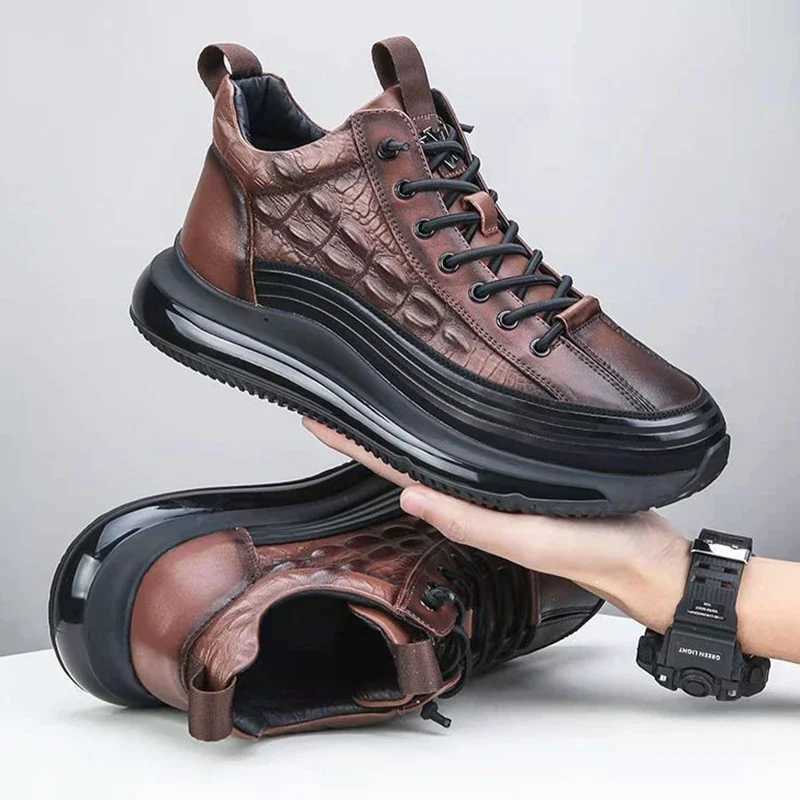 2024 Autumn Alligator pattern Men Sneakers Lace Up Casual Platform Vulcanized Shoes Male Anti-slip Running Zapatillas Hombre Z250319