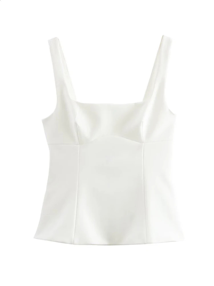 TFMLN Summer Womens Backless Bow Top Sweet Square Collar Slim Tank Top Solid Tank Top Y2k Tank Top Short Top Womens Clothing 250314