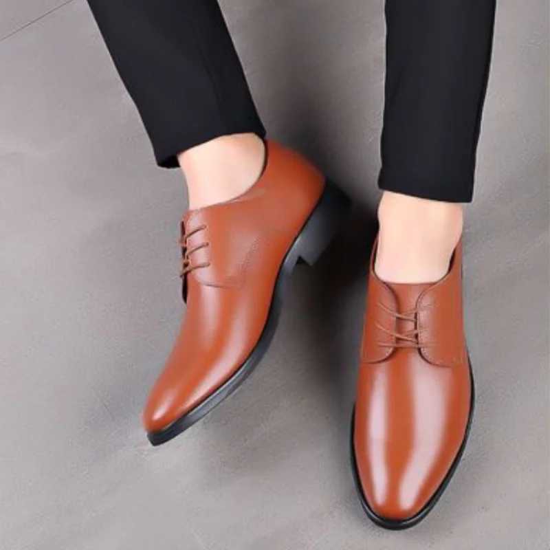 Spring Autumn Dress Shoes Man Office Pointed Toe Social Shoe for Men Suit Leather Casual Elegant and Classic 2024 Style ClothingXJ250319