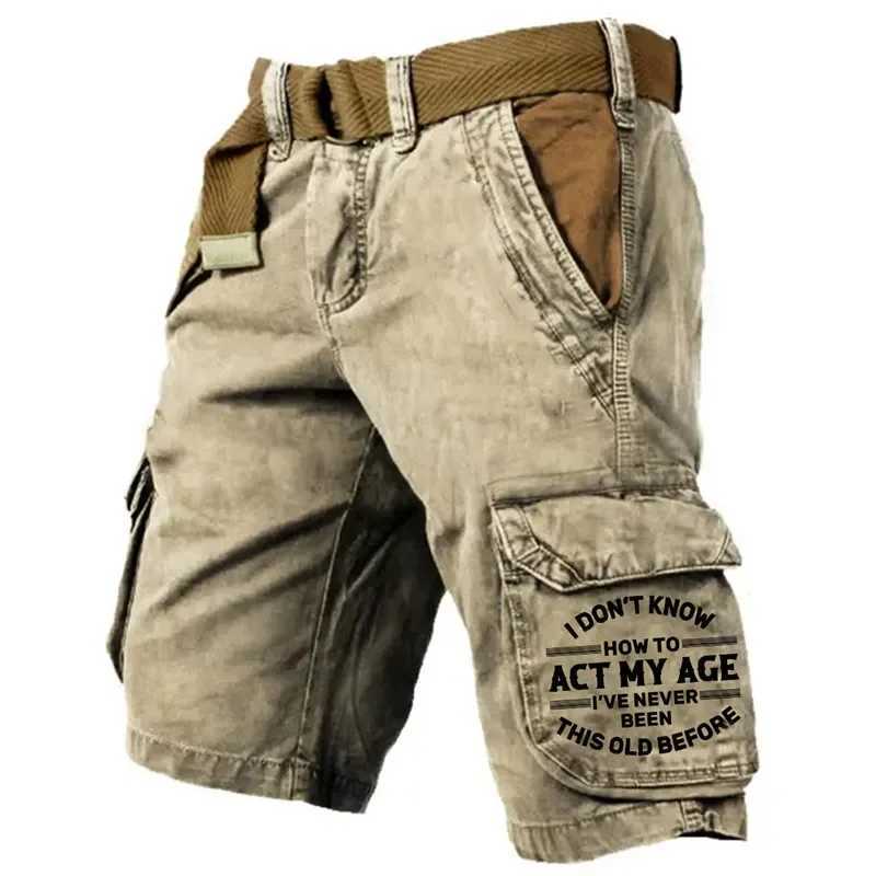 New mens 3D digital jeans trend sports street running shorts outdoor casual denim shorts military pants field training W250319