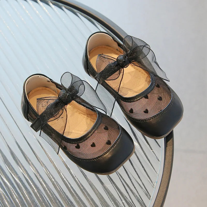 Childrens Leather Shoes SpringSummer Collection Cute Princess Mesh Breathable Bow Single 250319