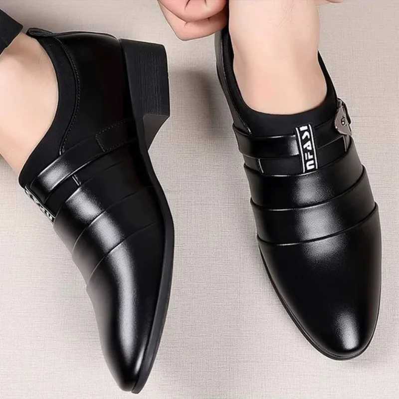 Mens casual leather spring autumn Pointed Toe dress shoes mens official high-quality Fi party legal setXJ250319