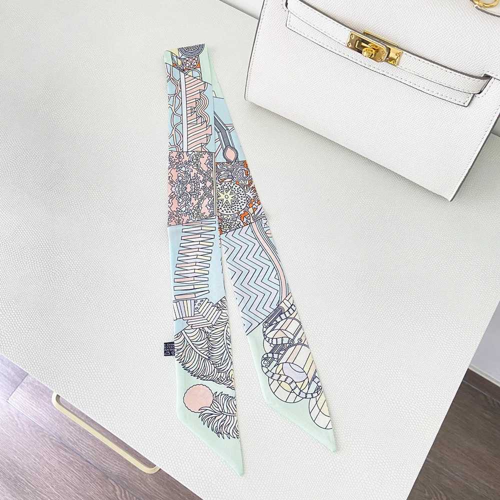 Luxury Summer Fashion New Plant Flower Womens Decoration Twill Silk Scarf Narrowband Strap Bag Small Scarf X250319