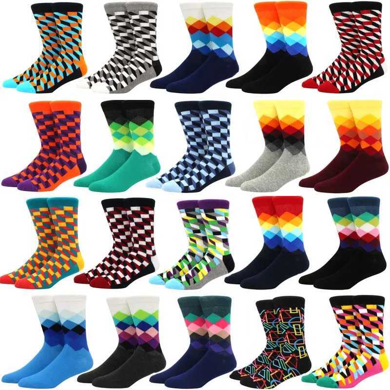 Classic hot selling mens casual gentleman socks high-quality color puzzle happy socks business party dresses mens cotton socks X250319