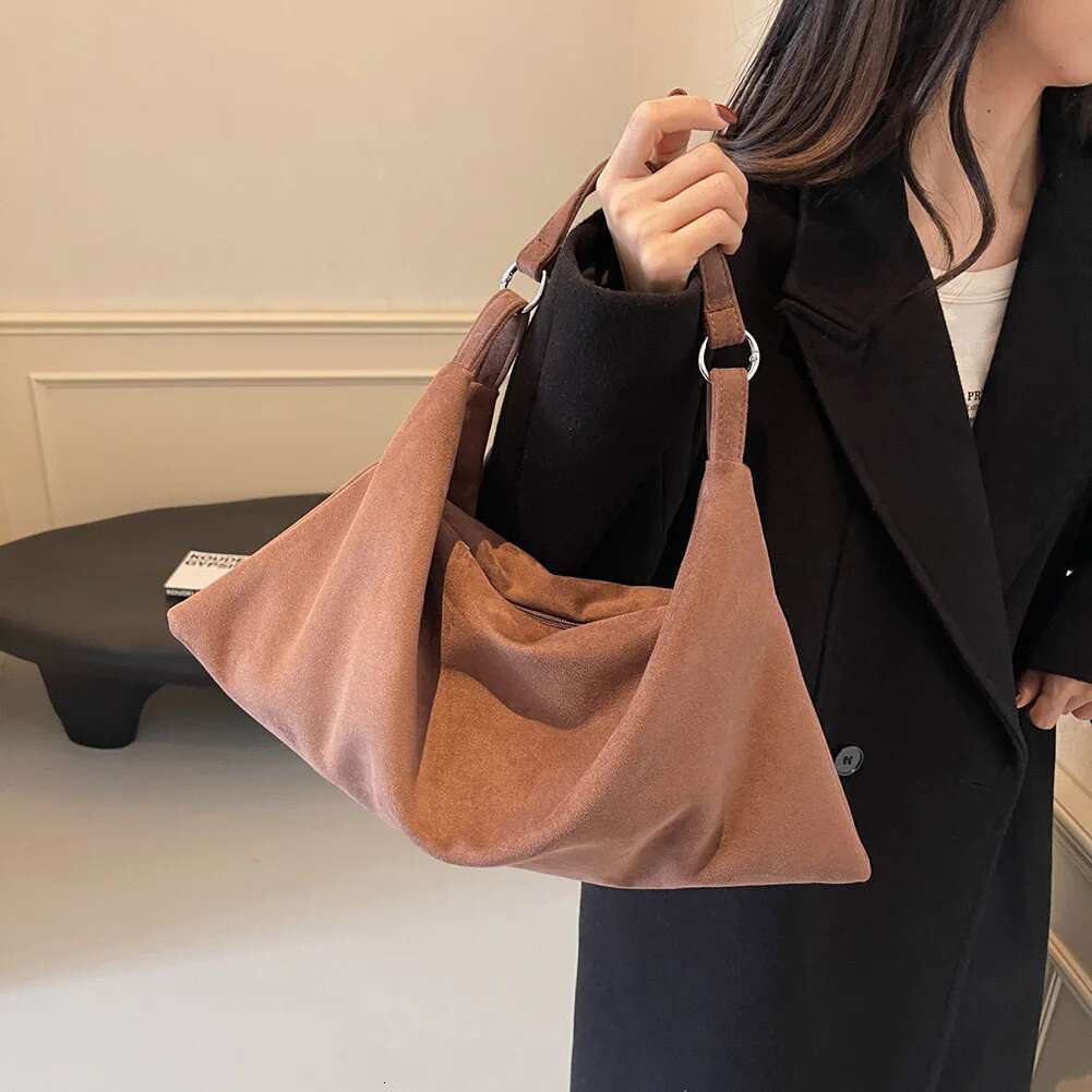 Women Tote Shoulder Bag Large Capacity Faux Suede Handbag Retro Casual Ladies Satchel For Shopping Travel Work