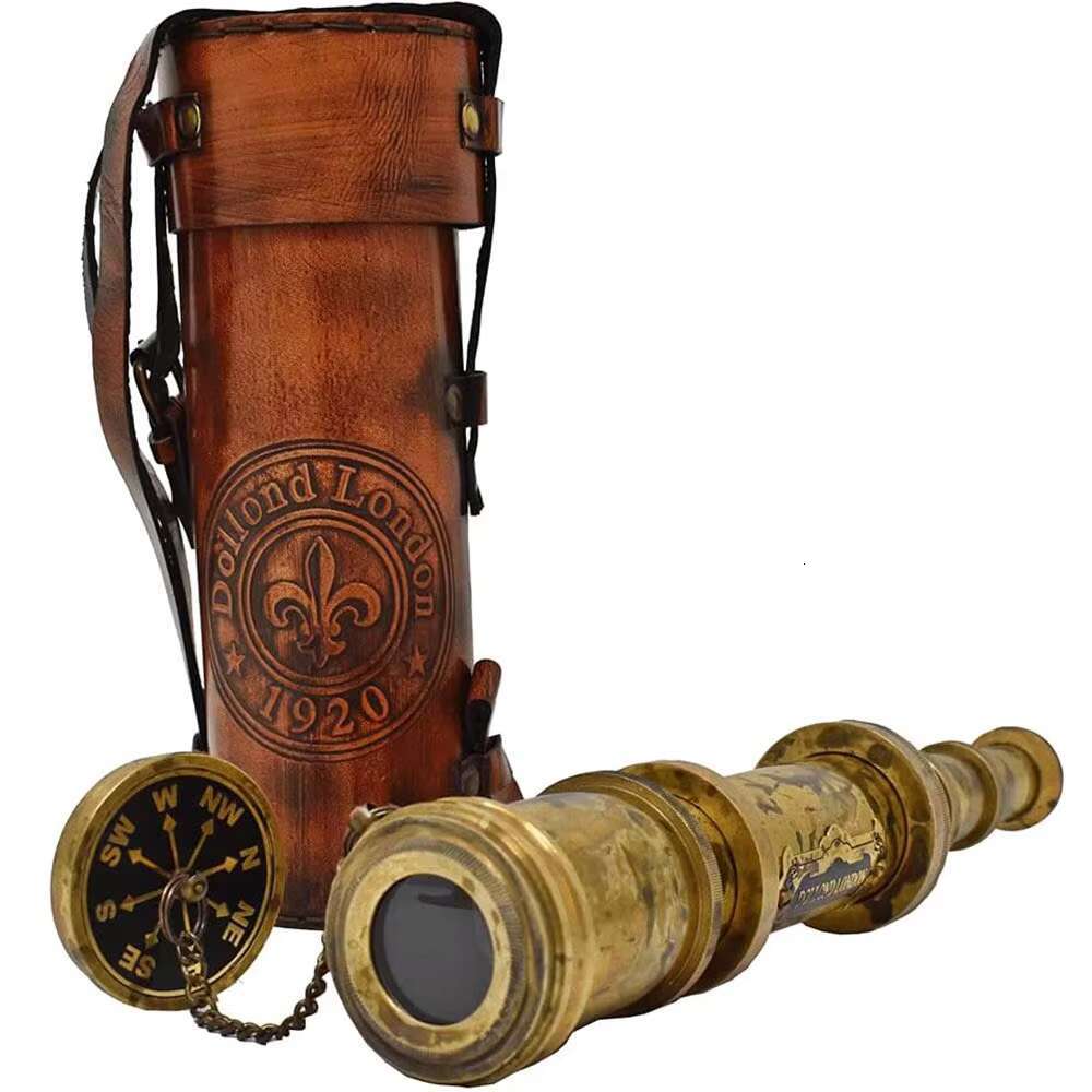 Brass Collectible Antique Style Nautical Spyglass Solid 15 Inch Pirate Telescope with Wooden