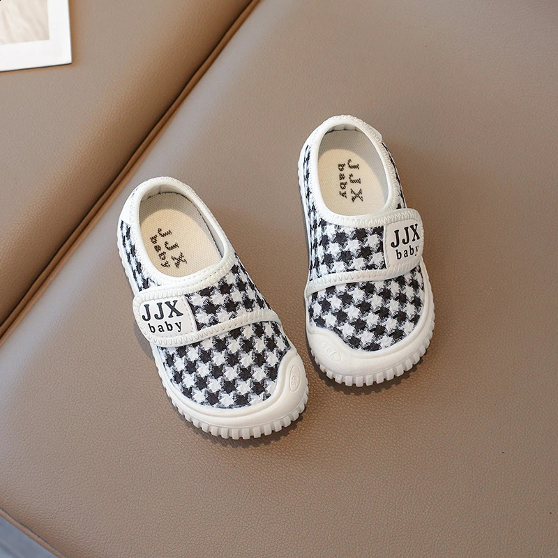 Autumn Children Canvas Shoes Plaid Breathable Leisure Kids Casual Shoe Flat Rubber Sole Toddler Unixsex Daily Boys Girl Shoe 250319