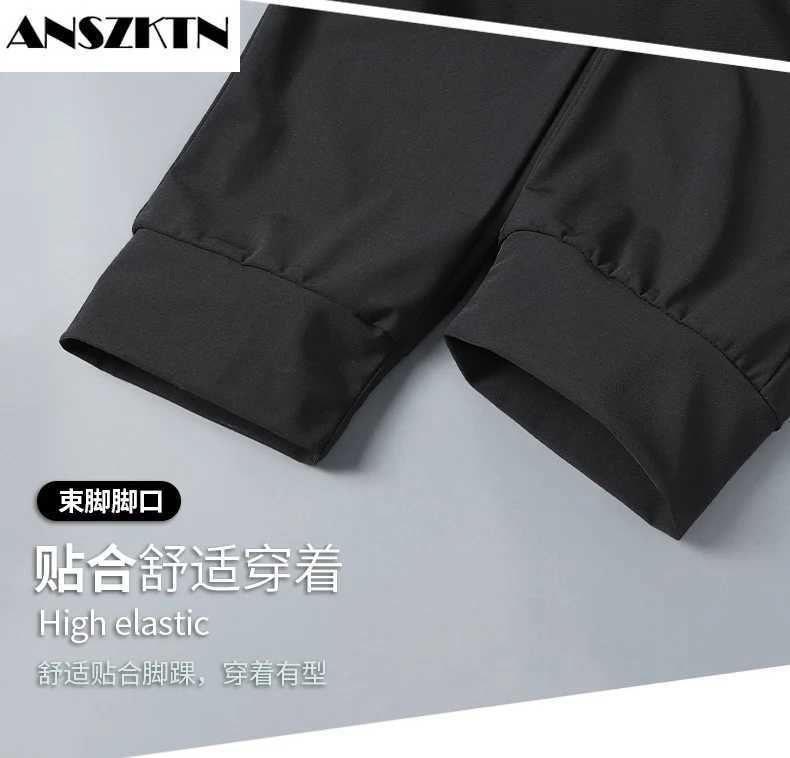 ANSZKTN Summer Men nylon quick dry breathable long trousers cool trousers Stretchy ice silk long Pants black mens sweatpants X250319