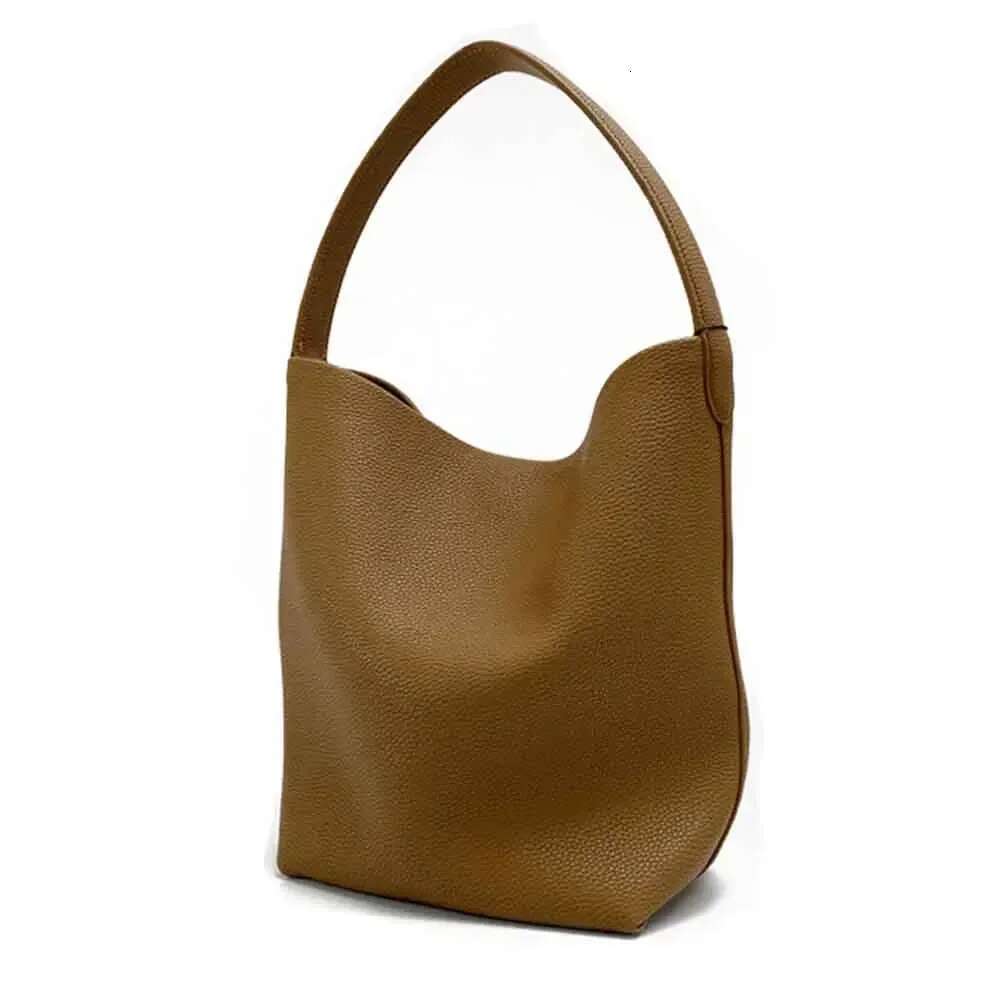 Soft Cowhdie Minimalism Women Bucket Elegant French Style Lady Large Tote Thick Real Leather Bag