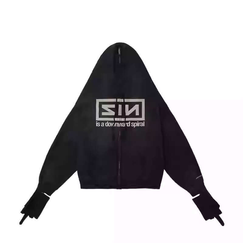 Grailz American style two in one shoulder zipper cardigan hooded sweatshirt men's trendy brand jacket