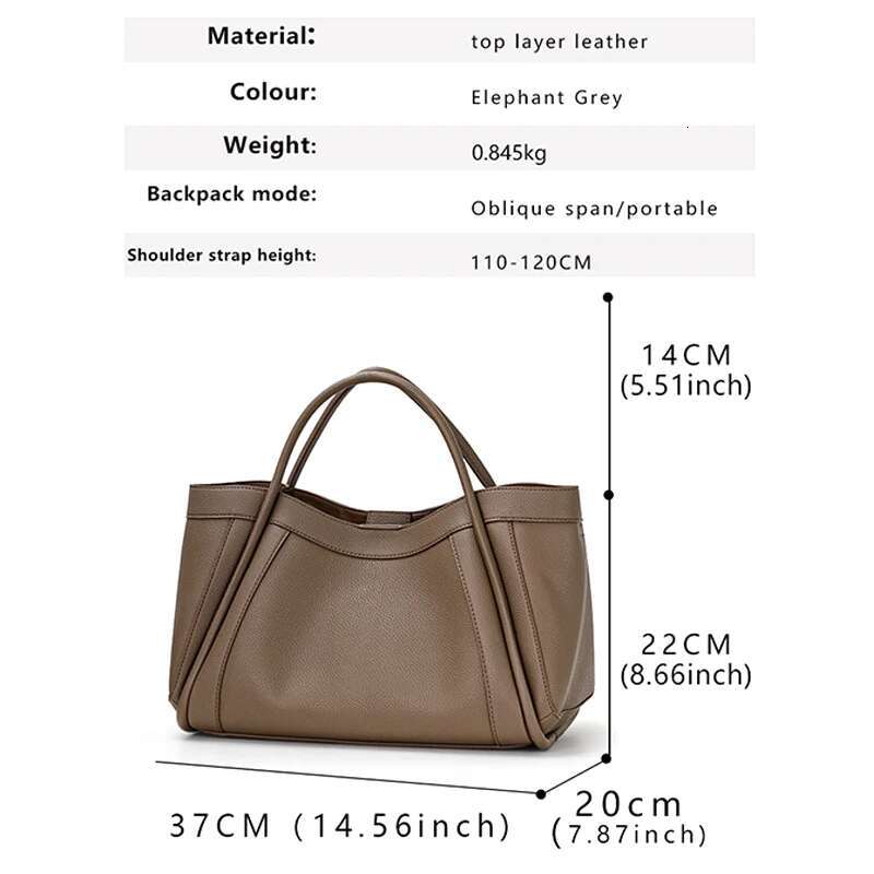 Aidrani Fashion Genuine Leather Women's Large Capacity Handbag Casual Multi Functional Cowhide One Shoulder Crossbody Bag