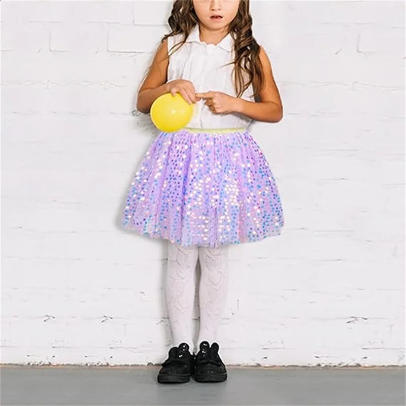 Girls Sequin Skirts Toddler Tutu Skirt Tulle Dance Skirts Girls Birthday Fashion Clothes 250319