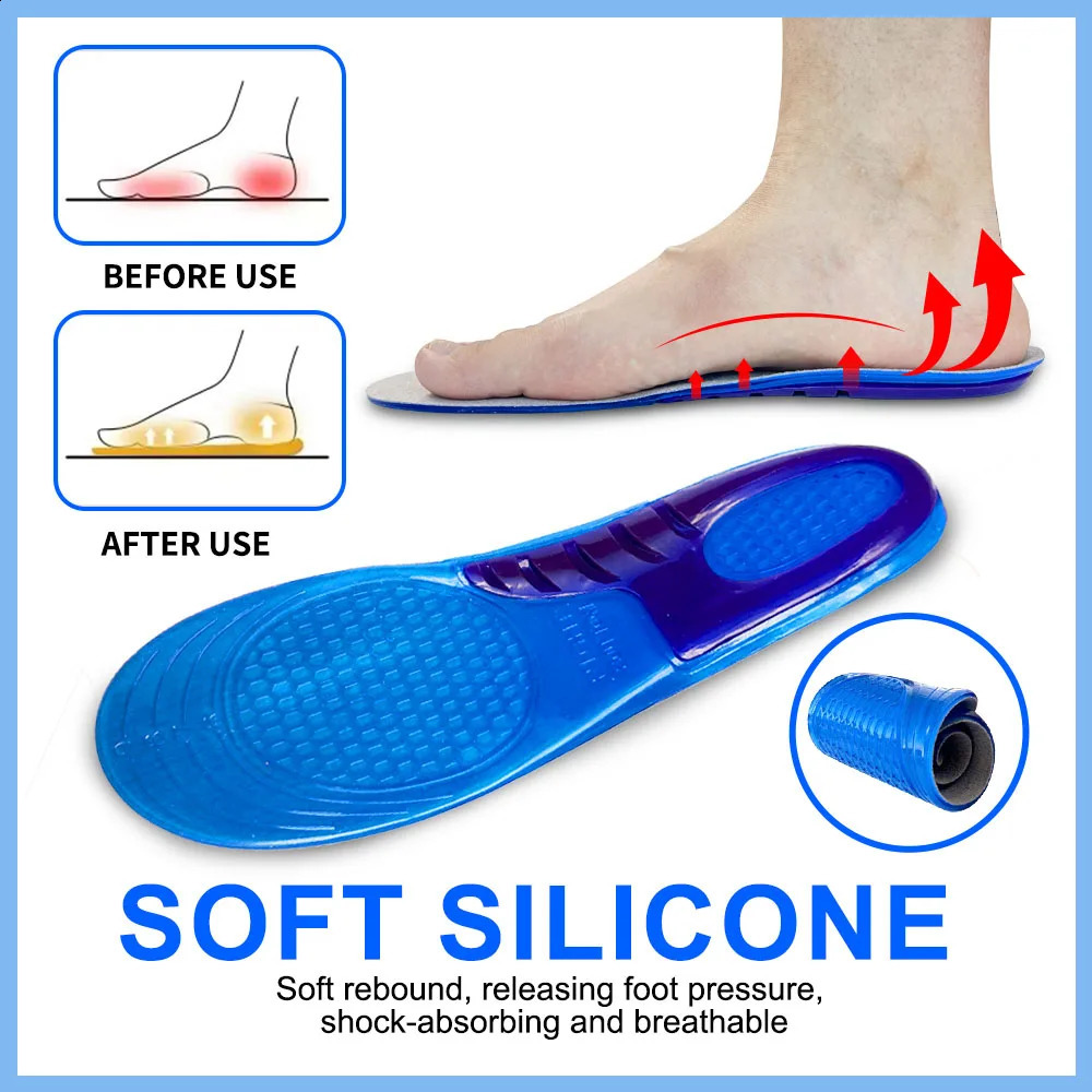 Silicone Gel Insoles For Shoes Soft Shock Absorption Sport Shoes Sole Anti-slip Template For Man Women Foot Care Inserts 250319