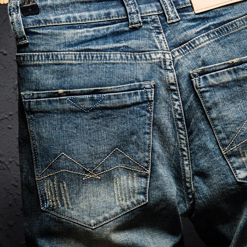 Classic Retro Distressed Mens Letter Printed Jeans Short Legs Knee Length Straight Slimming Fatigue Trend Punk Denim Shorts 250319