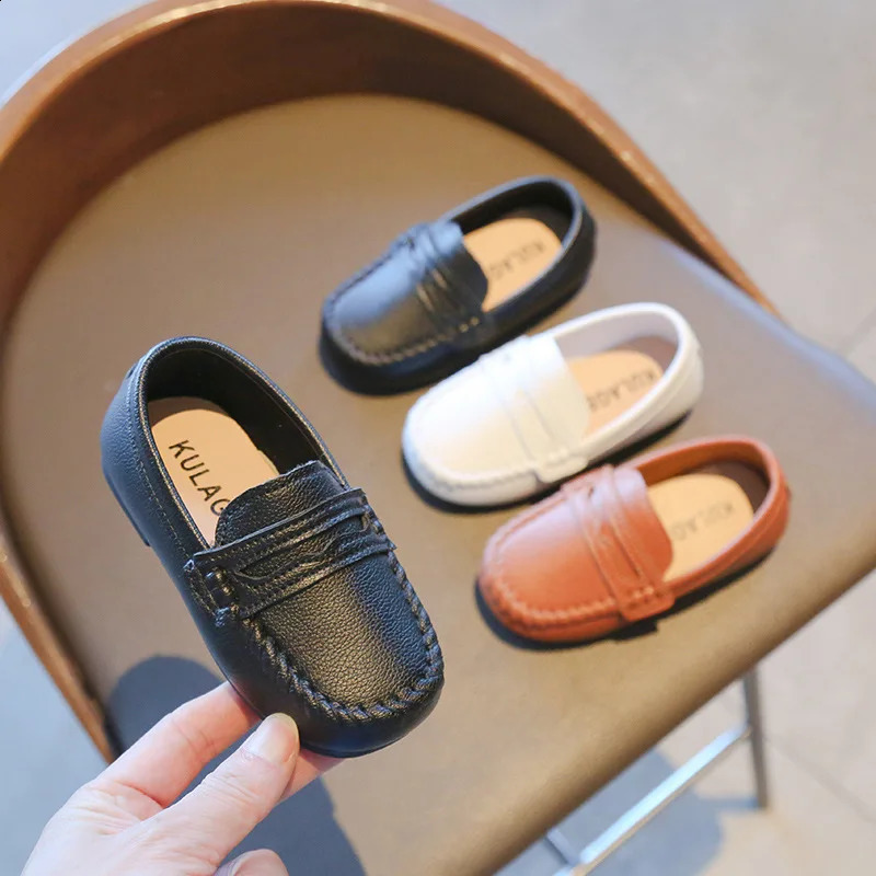 Children Soft PU Leather Shoes Spring Autumn Kids Oxfords Boys Slipon Loafers Brown White Black 250319